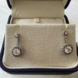 Elegant Silver Crystal Drop Earrings